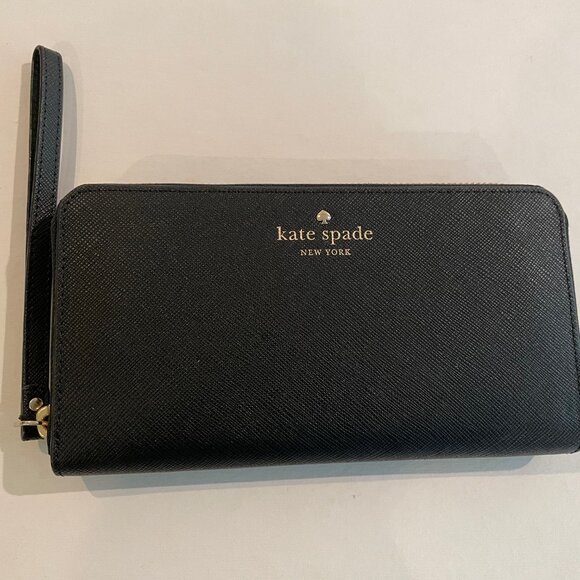 Accessories - Kate Spade Zipper Wristlet Case/ Wallet Purse for Smart Phones Black Saffiano -